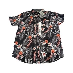 Hurley Floral Button Up Shirt Mens Small Short Sleeve Palm Tree Hawaiian BxMM